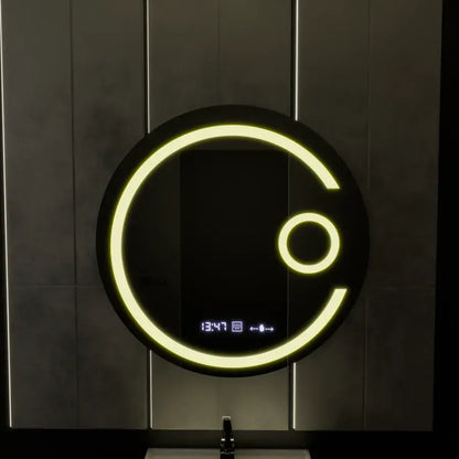 Kerek LED -tükör, 60 cm, Visio MotionGlow Marcello, Leírásos rendszer, óra és hőmérő, kozmetikai lupa, dimálható