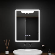 Téglalap alakú LED -tükör, 60x80cm, pugliesi mozgásglow marcello érzékelő, eltorzító rendszer, óra és hőmérő, daimable