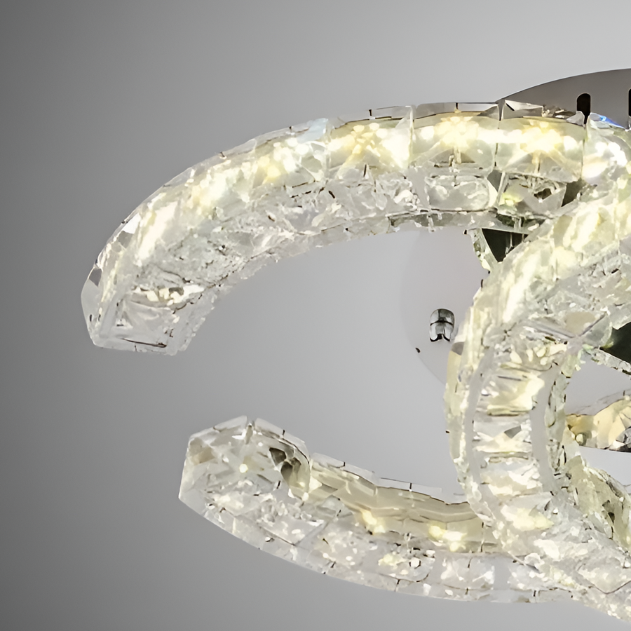 LED -csillár távirányítóval és Crystal Shia 27W, 2 kör, hideg/forró/semleges fény, instabil, fényes króm