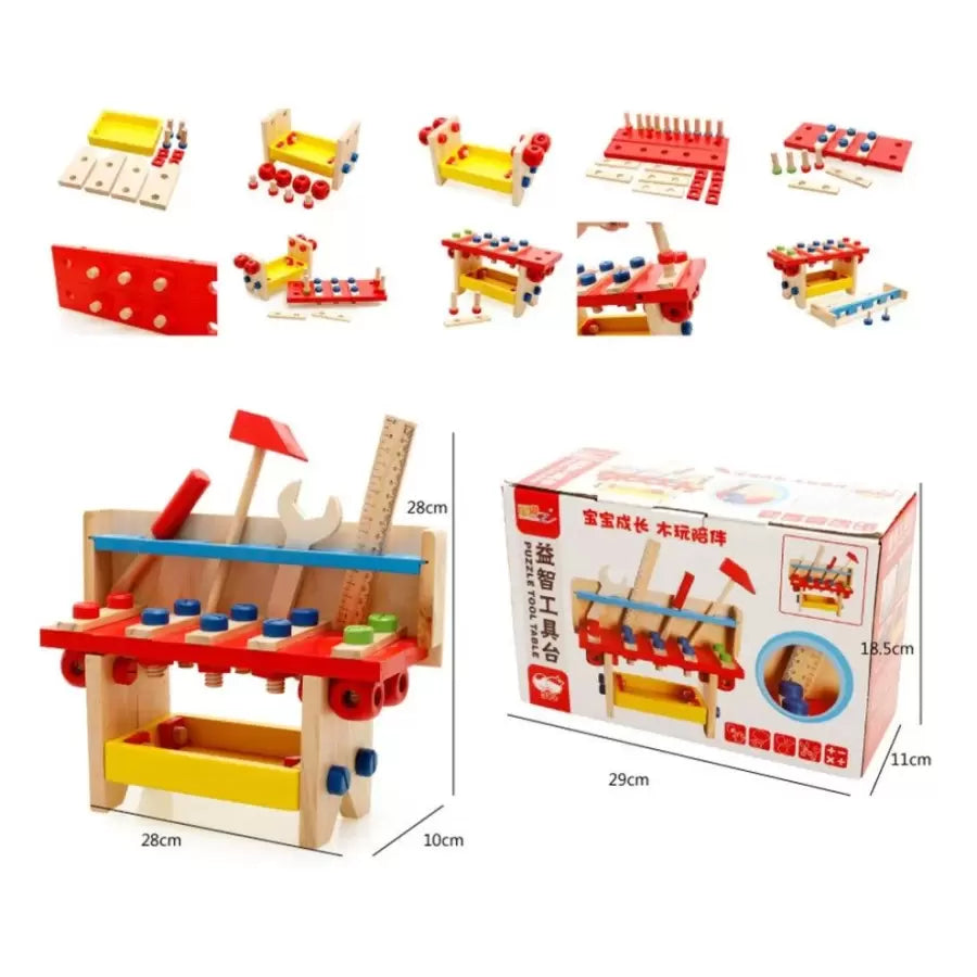 Fa játékbank szerszámok puzzle szerszámokkal csavarokkal