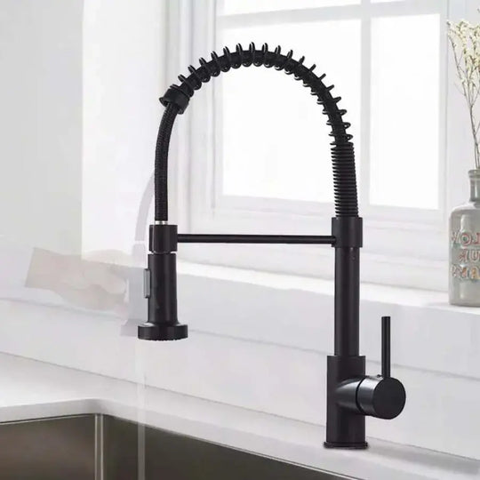 Konyhai csaptelep kihúzható zuhanyzóval, rozsdamentes acél és fekete sárgaréz, YD/102 konyhai csaptelepek Alapértelmezett cím Alessandro Design