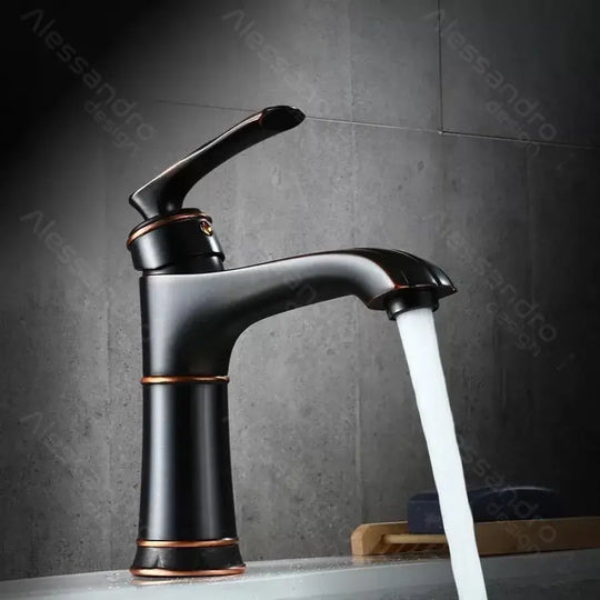 Mosogató csaptelep, fém, fekete, OD01/B fürdőszobai csaptelepek alapértelmezett cím Alessandro Design