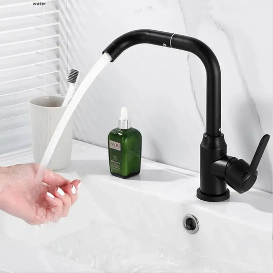 Akkumulátor monokrude washbasin/konyhai elforgatás forgatható fekete ötvözetű patron szatén rozsdamentes acél csatlakozások tartalmaztak CP108