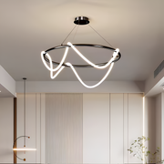 Felfüggesztett Lustra LED akril celesti 91W távirányítóval, Davile, 60 cm átmérőjű, 3000k/4000K/6000K, fekete