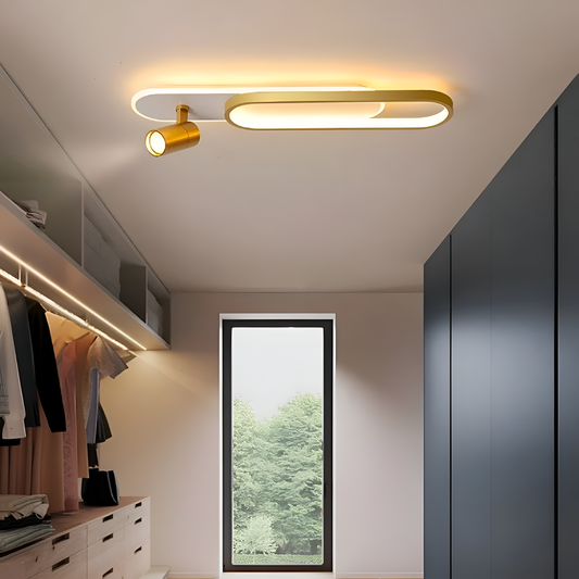 LED csillár állítható projektorral FISSO Camilla, 48W, hideg/meleg/semleges fény 3000K/4000K/6000K, fényes arany, fém és akril