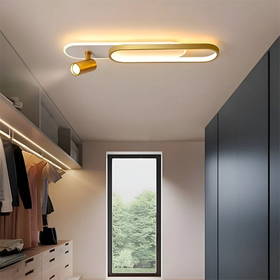 LED csillár állítható projektorral FISSO Camilla, 48W, hideg/meleg/semleges fény 3000K/4000K/6000K, fényes arany, fém és akril
