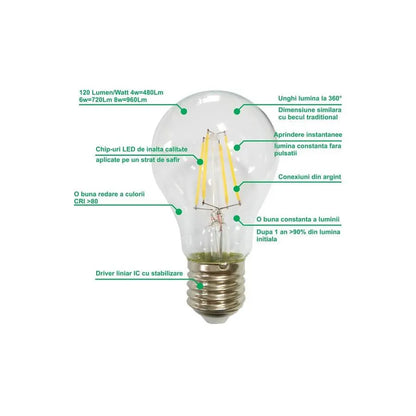 LED film A60 E27 10W = 100W 4000K