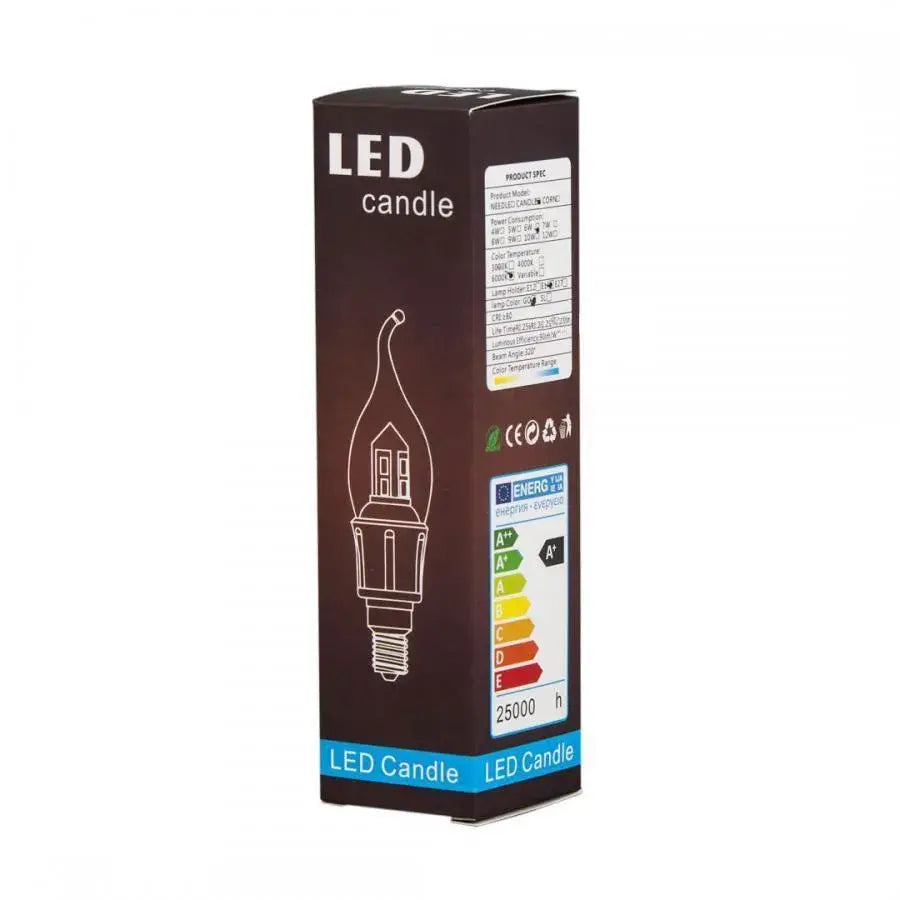 LED -fény E14 gyertya, 6W, hideg fény, 6000K