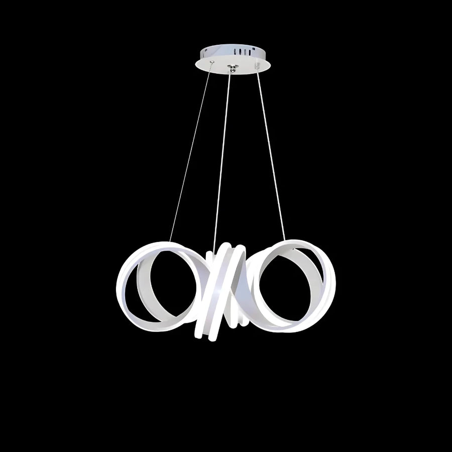 A LED -csillár felfüggesztette az Infinity Twist 180W távirányítót, hullámos, hideg/forró/semleges fény, fehér, fehér, állítható magasság