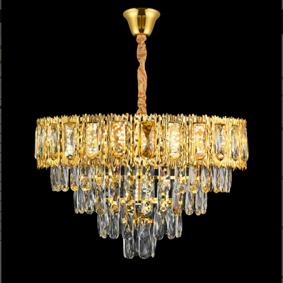 Csillár kristály Belvedere elegancia 8xe14, átmérő 49 cm, fényes arany, állítható magasság