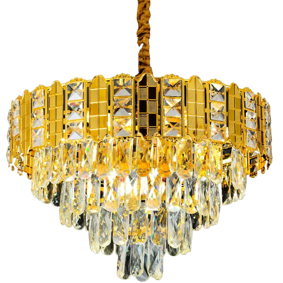 Crystal Chandelier -Katerin Eleganza 8xe14, 49 cm átmérőjű, fényes arany, állítható magasság