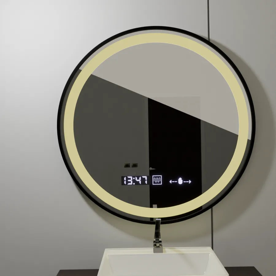Mirror LED forduló 80 cm Celeste Majesté Noir MotionGlow Marcello Dimable Clock Precrosting System