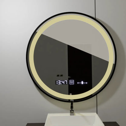 Mirror LED forduló 80 cm Celeste Majesté Noir MotionGlow Marcello Dimable Clock Precrosting System