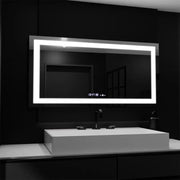Téglalap alakú LED -tükör, 160x80cm, Motionglow Marcello, de -de -clock, óra és hőmérő