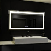 Téglalap alakú LED -tükör, 160x80cm, Motionglow Marcello, de -de -clock, óra és hőmérő