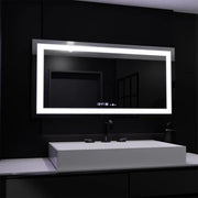 Téglalap alakú LED -tükör, 160x80cm, Motionglow Marcello, de -de -clock, óra és hőmérő