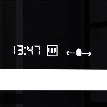 Téglalap alakú LED -tükör, 160x80cm, Motionglow Marcello, de -de -clock, óra és hőmérő