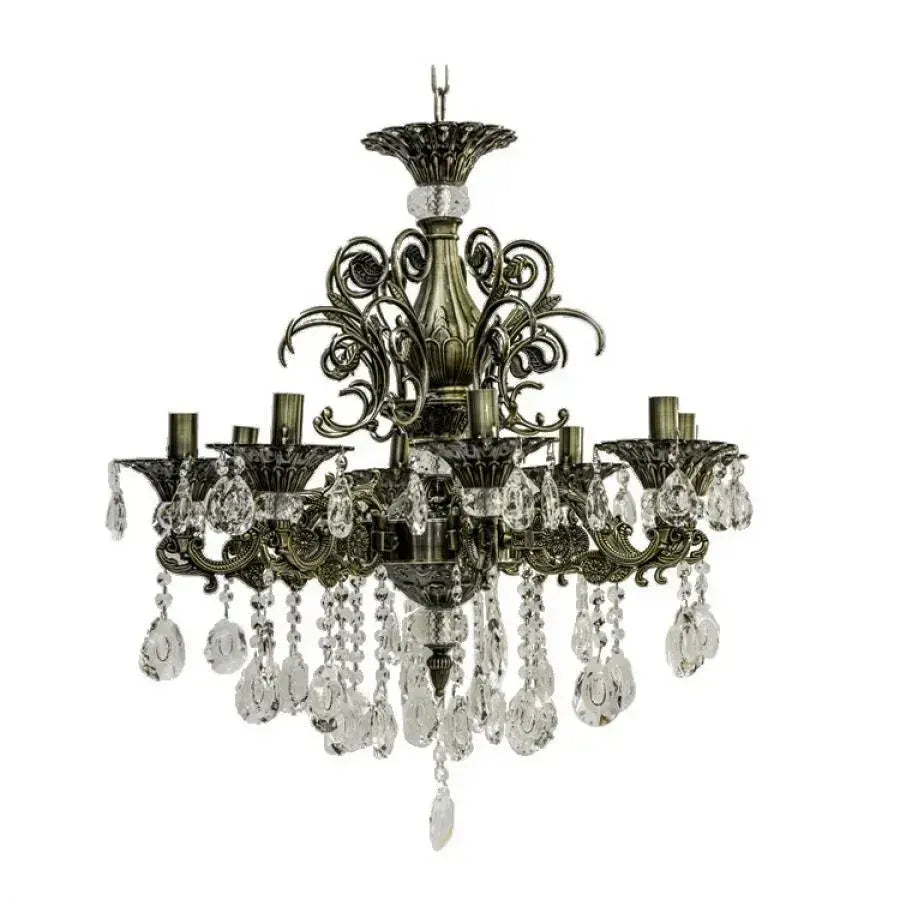 Crystal Chandelier Sanssoci Magno, 8xe14, 65 cm átmérőjű, antik sárgaréz