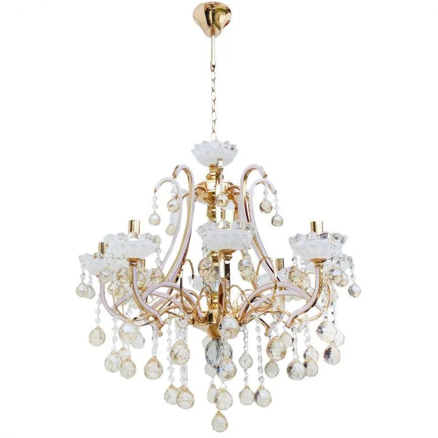 Ari Chandelier, 8*E14, fehér, arany, fém és kristály