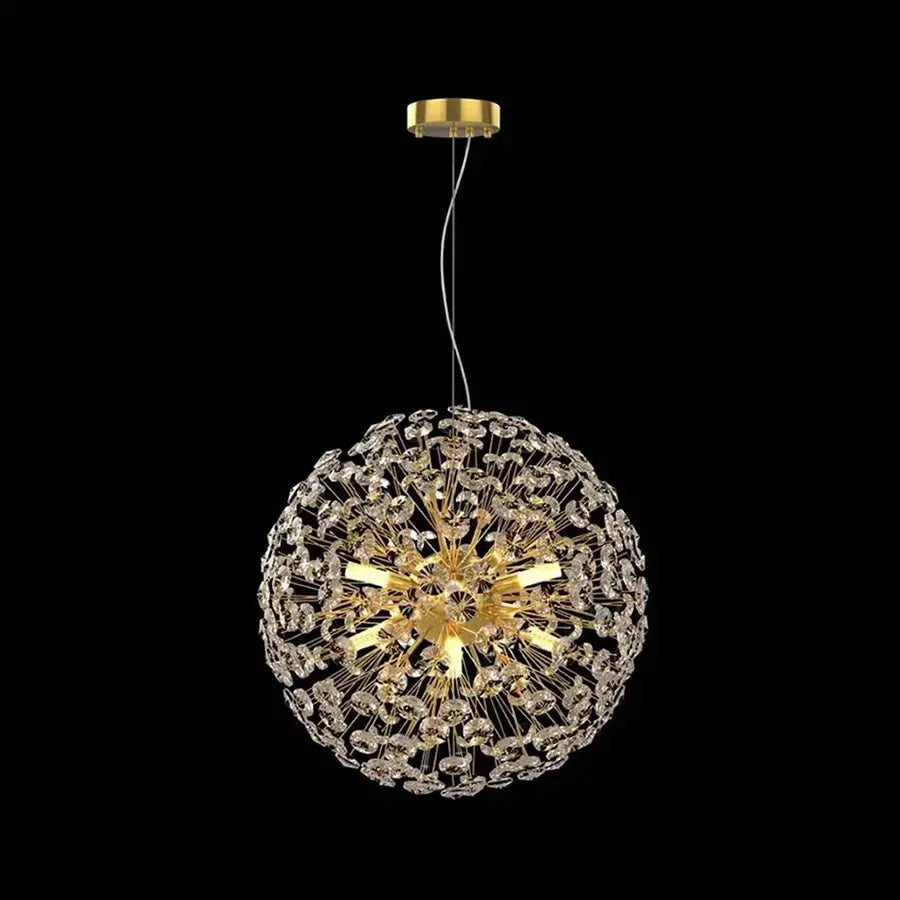 Crystal Chandelier perc 9x ​​G9, 50 cm átmérőjű, fényes arany, állítható magasság