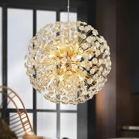 Crystal Chandelier perc 9x ​​G9, 50 cm átmérőjű, fényes arany, állítható magasság
