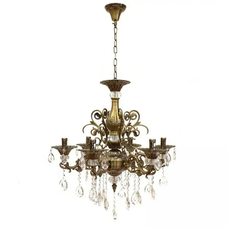 Crystal Chandelier Sanssoci Magno, 6xe14, 60 cm átmérőjű, antik sárgaréz