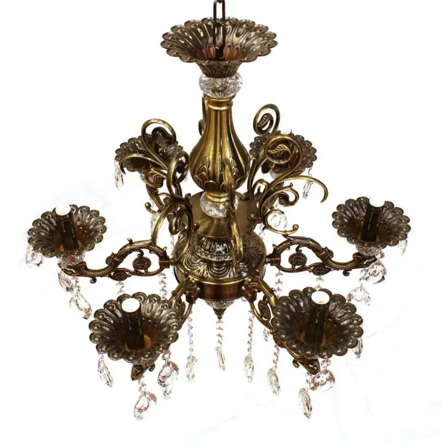 Crystal Chandelier Sanssoci Magno, 6xe14, 60 cm átmérőjű, antik sárgaréz