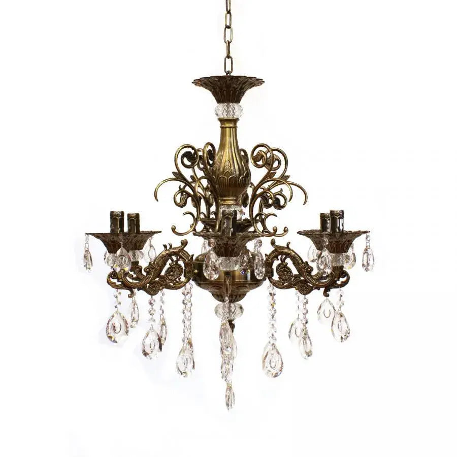 Crystal Chandelier Sanssoci Magno, 6xe14, 60 cm átmérőjű, antik sárgaréz
