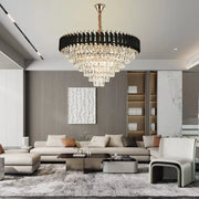 Crystal Chandelier Versailles Supremo 12xe27, 80 cm átmérőjű, fényes és fekete arany, állítható magasság
