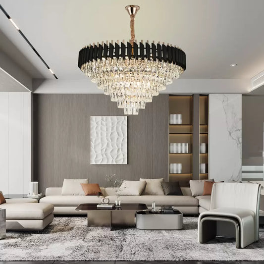 Crystal Chandelier Versailles Supremo 12xe27, 80 cm átmérőjű, fényes és fekete arany, állítható magasság