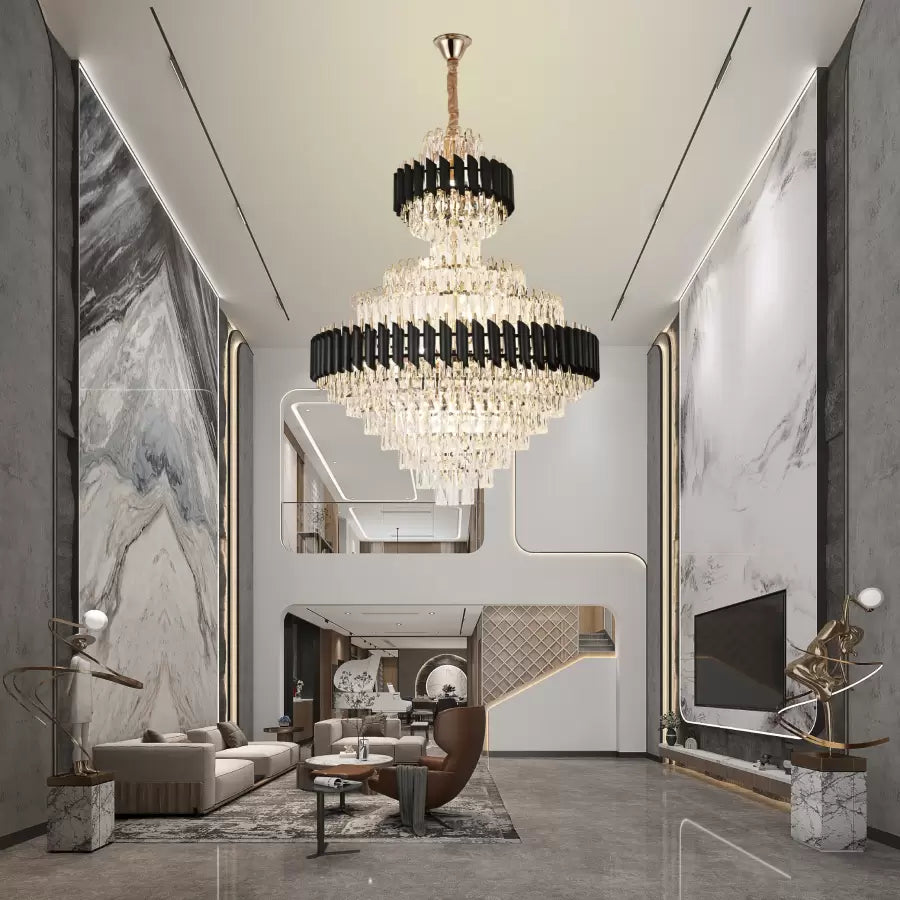 Crystal Chandelier Versailles Supremo Real 20xe27, átmérő 80 cm x magasság 110 cm, fényes és fekete arany, állítható magasság