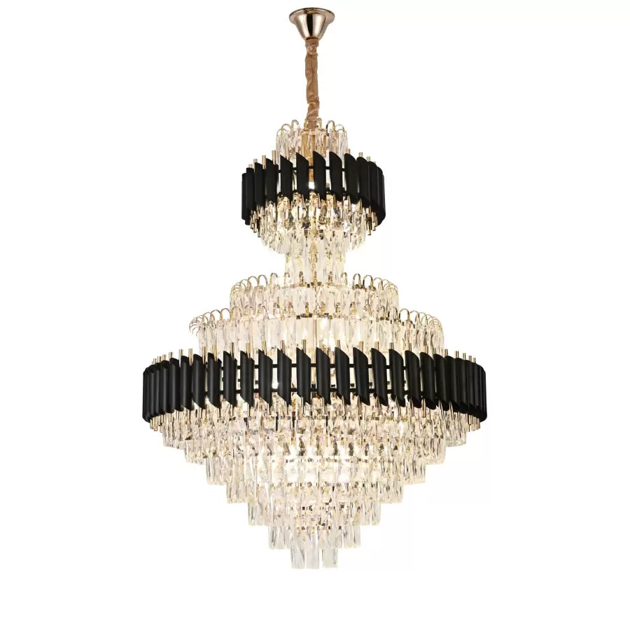 Crystal Chandelier Versailles Supremo Real 20xe27, átmérő 80 cm x magasság 110 cm, fényes és fekete arany, állítható magasság