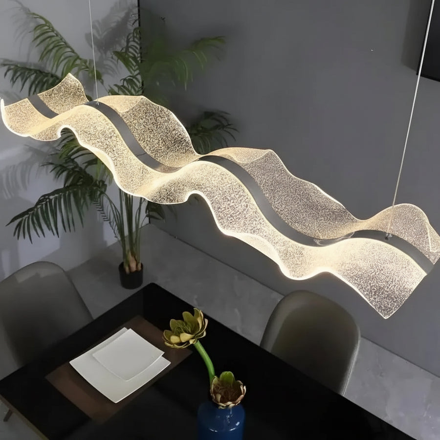 LED csillár távirányítóval, felfüggesztett AMI 63W, lineáris, hideg/meleg/semleges fény, fehér, állítható magasságú