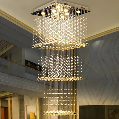LED kristálycsillár 80W PALATINA Gold, átmérő 50cm, magasság 200cm, létramodell
