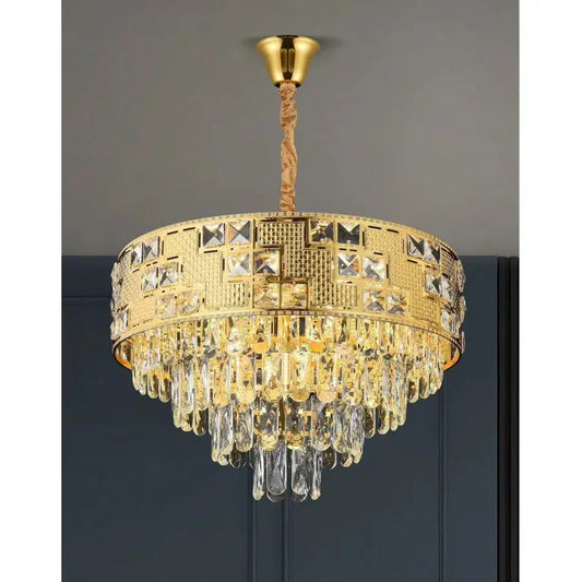CryDelabre Crystal Neuschwanstein Eleganza 7xe14, 49 cm átmérőjű, arany, állítható magasság