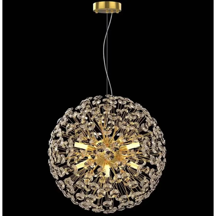 Crystal Chandelier perc 8x G9, 40 cm átmérőjű, fényes arany, állítható magasság
