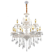 Candelabru Sansoiu Royal 12xe14 fém és kristály állítható fehér és ezüst magasság