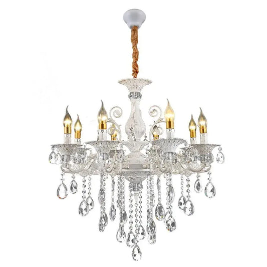 Sanssoci 8xe14 kristály- és fémcsillár - királyi elegancia, állítható magasság, ezüst fehér