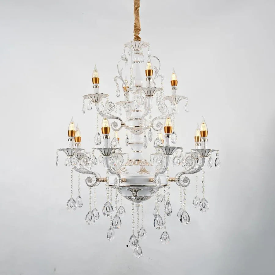Crystal Chandelier Bruchier 12x E14, 75 cm átmérőjű, fehér arany, állítható magasság