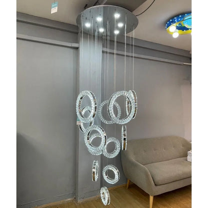 Cindy Led Chandelier, 128W, fém és kristály, ezüst