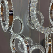 Cindy Led Chandelier, 128W, fém és kristály, ezüst