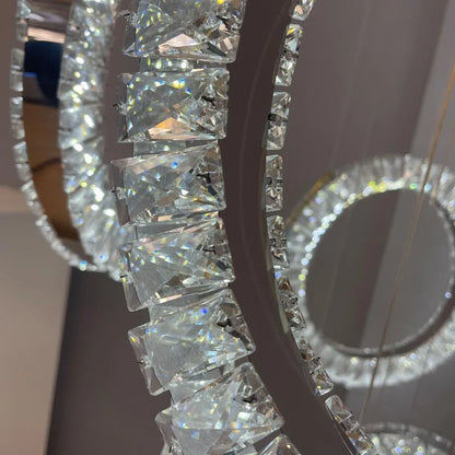 Cindy Led Chandelier, 128W, fém és kristály, ezüst