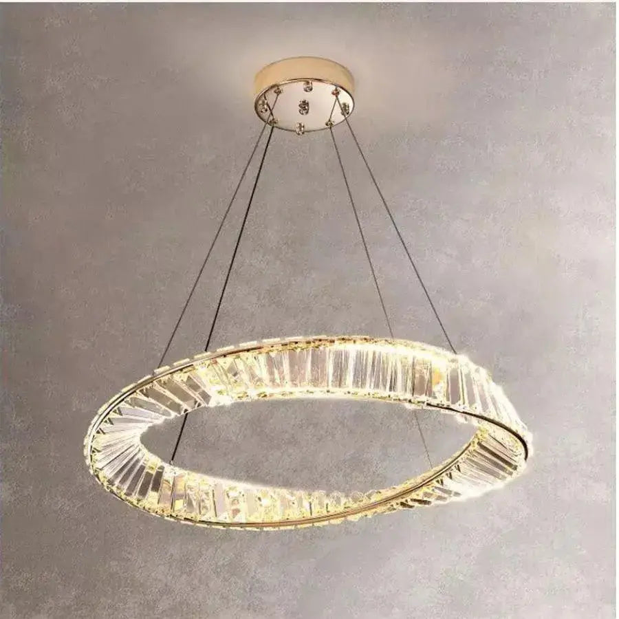 LED -csillár, távirányítóval és Crystal Cairo 36W -vel, 1 kör, hideg/forró/semleges fény, instabil, fényes arany, állítható magasság