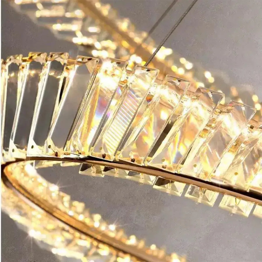 LED -csillár, távirányítóval és Crystal Cairo 36W -vel, 1 kör, hideg/forró/semleges fény, instabil, fényes arany, állítható magasság