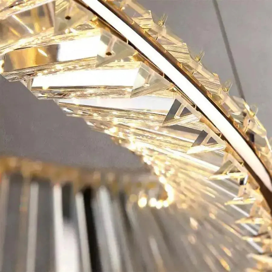 LED -csillár, távirányítóval és Crystal Cairo 36W -vel, 1 kör, hideg/forró/semleges fény, instabil, fényes arany, állítható magasság