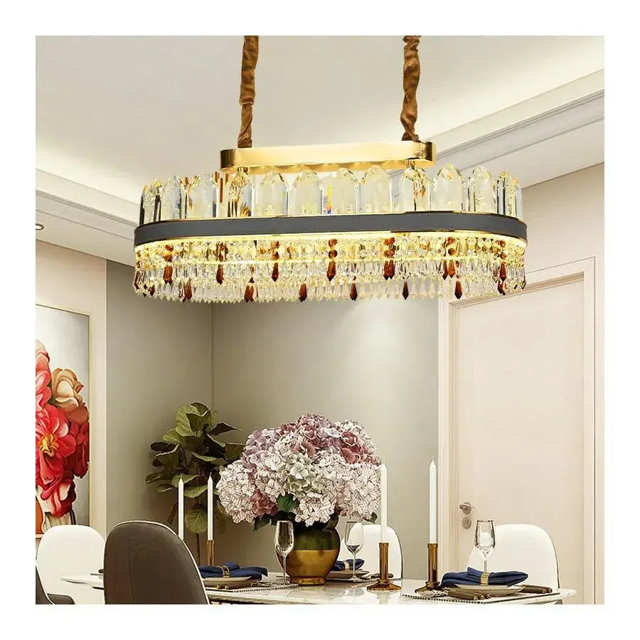 LED Pollux csillár távirányítóval, 156W, 80 cm átmérőjű, arany, kristály, instabil