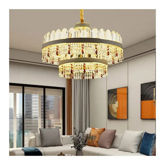 LED Pollux csillár távirányítóval, 300W, 75 cm arany, kristály átmérőjű.