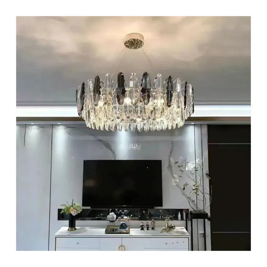 Candelabru Oliver, 8*E14, króm, fém és kristály