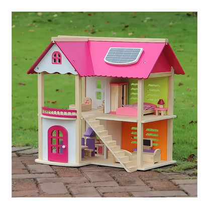 Doll ház rózsaszín babaház bútorokkal