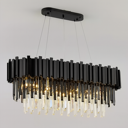 Crystal Chandelier Blois Eleganza 8xe14, 49 cm átmérőjű, fekete, állítható magasság